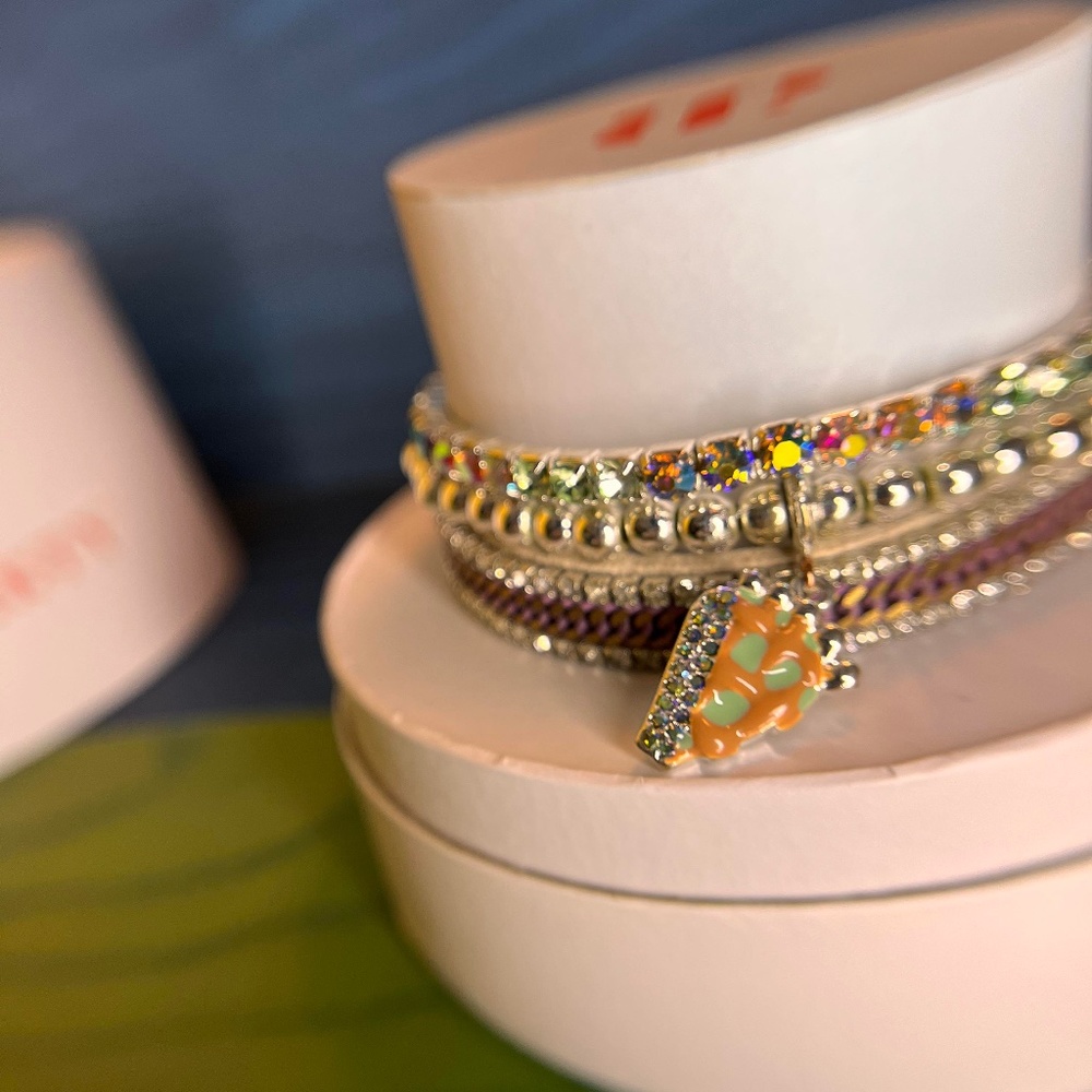 Bomb Party Stacks 2023 "You're the Apple of my Pie" 3 of 4 Bracelet Set Rose Gol
